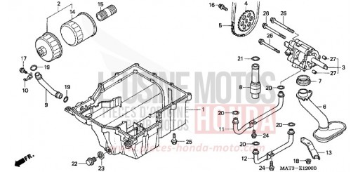 POMPE A HUILE/CARTER D'HUILE/ FILTRE A HUILE CBR1100XX3 de 2003